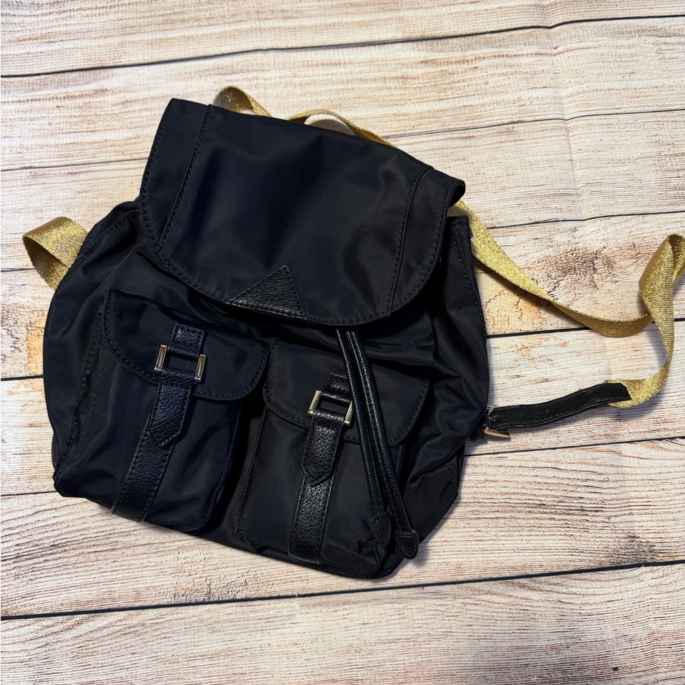 RARE TO FIND NWOT Sam Edelman nylon backpack black and gold
